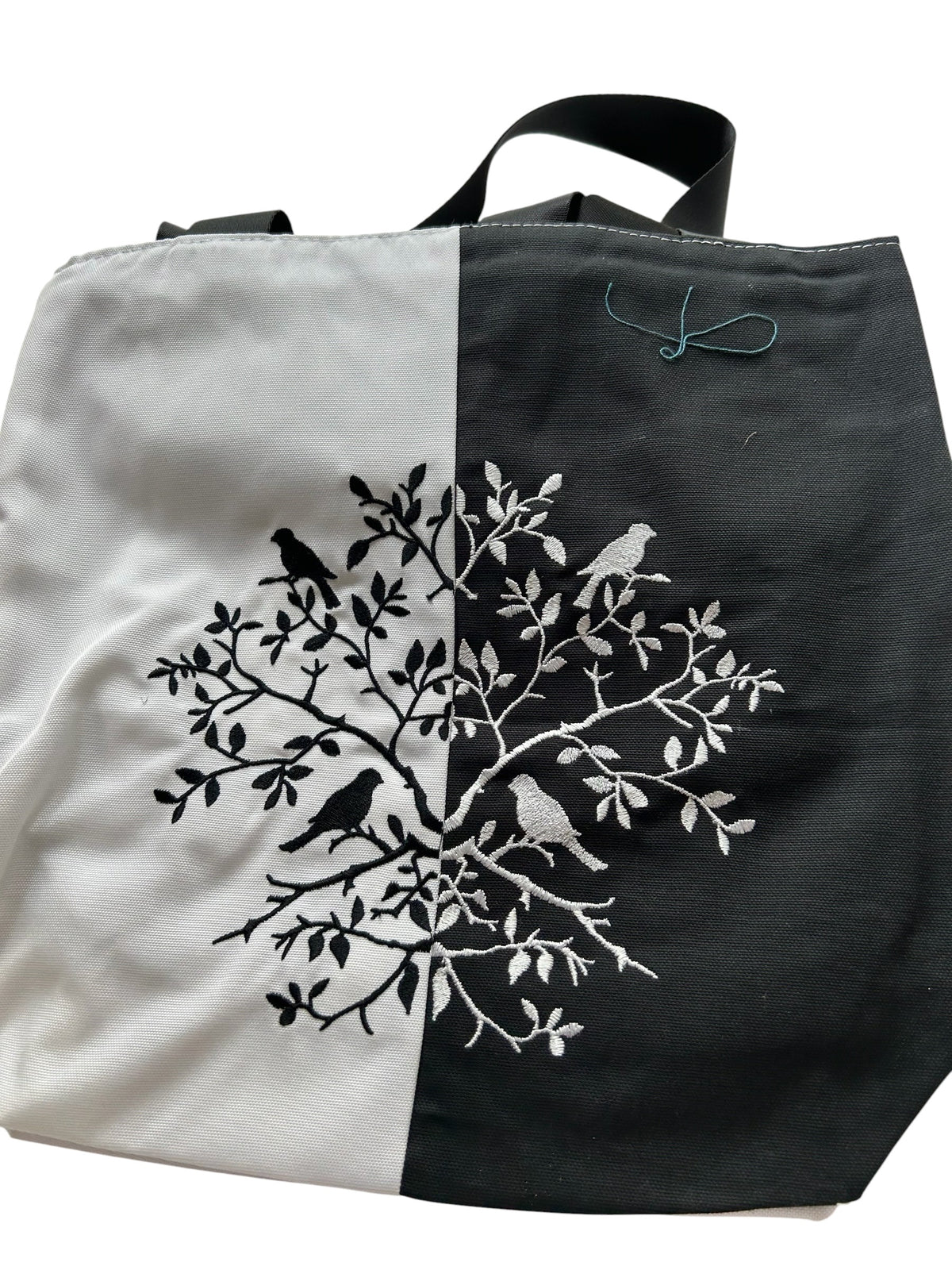 Embroidered Nature Themed Canvas Tote Bag
