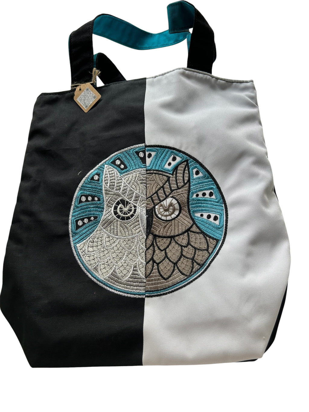 Embroidered Nature Themed Canvas Tote Bag