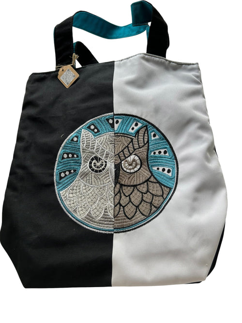 Embroidered Nature Themed Canvas Tote Bag
