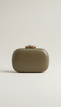 Olive Stone mini clutch with monogram hardware